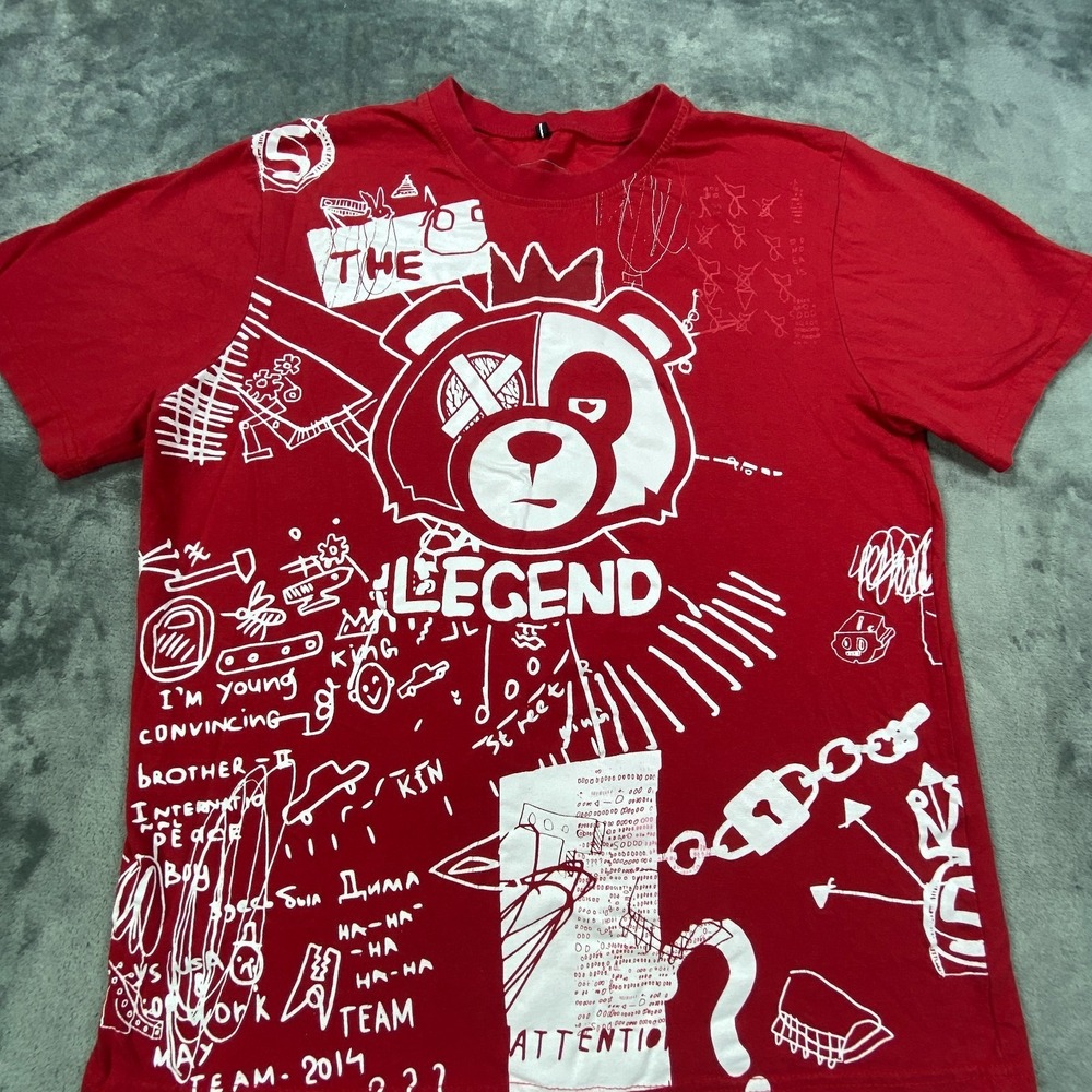 Southpole T Shirt XL Boys Red Legend Bear Graphic Tee Y2K Streetwear Graffiti